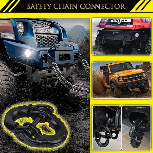 1/2" Safety Chain Connector Link [2-Pack], Tow Hitch Hammerlock Coupling Link, G80 Tow Chain Connector with 12000 lbs Loading Fit for Trailer, Port Transportation, Hoisting (Black) in Saudi Arabia