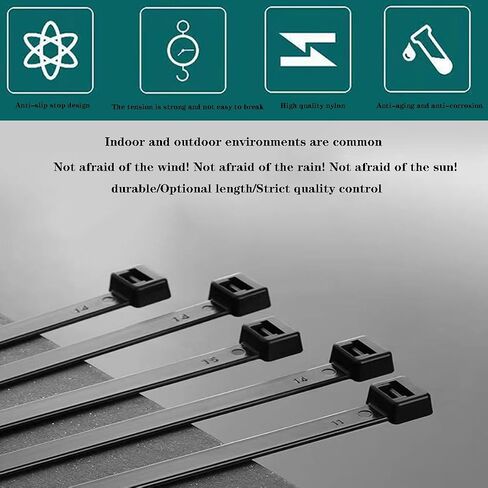 100 Zip Tie - Cable Tie - High Strength Nylon Cable Tie, Flame Retardant Zip Ties Strength Ranges From 18 Lb to 48.5 Lb, Plastic Wire Ties for Indoor and Outdoor Use (4'' x 0.08'') in Saudi Arabia