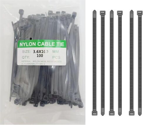 100 Zip Tie - Cable Tie - High Strength Nylon Cable Tie, Flame Retardant Zip Ties Strength Ranges From 18 Lb to 48.5 Lb, Plastic Wire Ties for Indoor and Outdoor Use (4'' x 0.08'') in Saudi Arabia