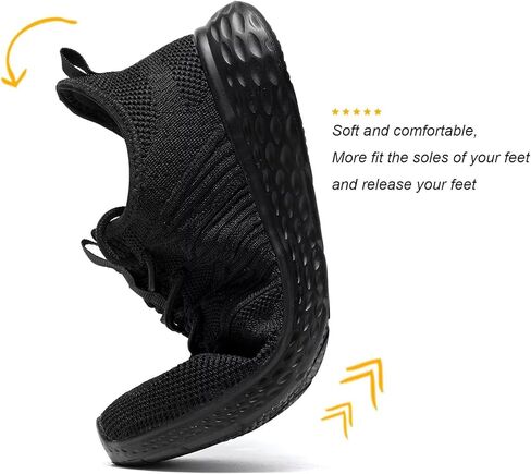 أحذية مشي نسائية للسيدات سهلة الارتداء أحذية رياضية للتنس خفيفة الوزن قابلة للتنفس ونعل ناعم شبكي للعمل رياضي أسود 8 in Kuwait