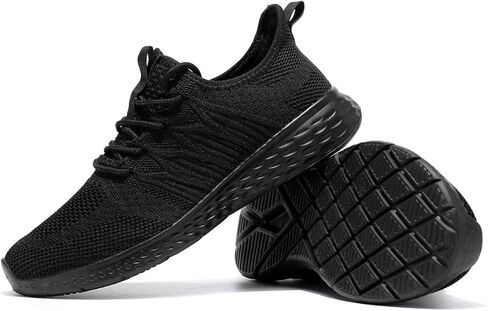أحذية مشي نسائية للسيدات سهلة الارتداء أحذية رياضية للتنس خفيفة الوزن قابلة للتنفس ونعل ناعم شبكي للعمل رياضي أسود 8 in Kuwait