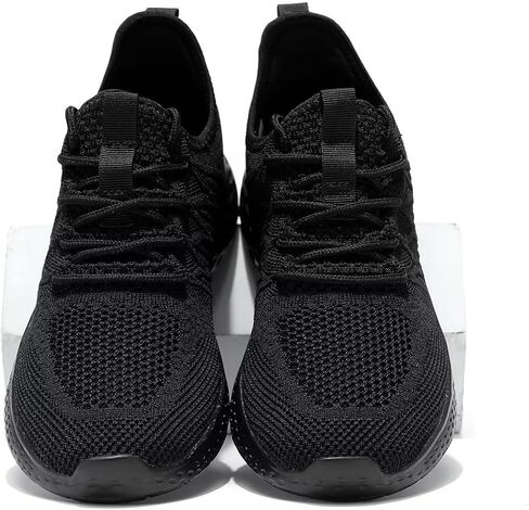 أحذية مشي نسائية للسيدات سهلة الارتداء أحذية رياضية للتنس خفيفة الوزن قابلة للتنفس ونعل ناعم شبكي للعمل رياضي أسود 8 in Kuwait
