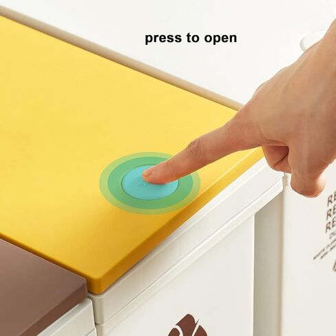 سلة قمامة بعجلات سعة 20 لترًا × 3 حجرات، سلة مهملات المطبخ المعاد تدويرها بالضغط على الغطاء المفتوح لفرز النفايات، إجمالي 16 جالونًا من حاوية القمامة للمنزل والمكتب وغرفة المعيشة in Kuwait