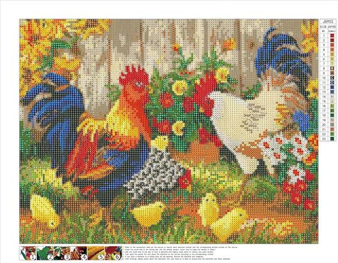MXJSUA DIY 5D Diamond Art Painting Rooster by Number Kits for Adults, Rooster Diamond Art Painting Kits Round Full Drill Diamond Art Kits Picture Arts Craft for Home Wall Art Decor 14x18 inch in Saudi Arabia