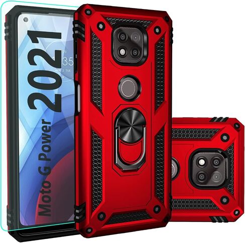 لحافظة Moto G Power 2021، مع واقي شاشة، [درجة عسكرية] 16 قدم. غطاء حماية تم اختباره من السقوط مع مسند مغناطيسي مثبت في السيارة لهاتف موتورولا موتو جي باور 2021، أزرق in Kuwait