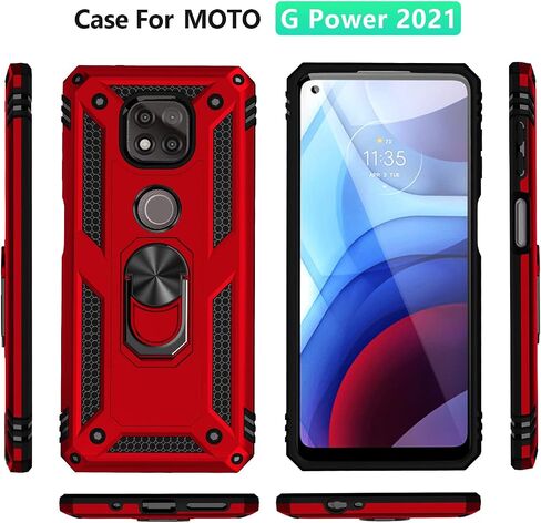 لحافظة Moto G Power 2021، مع واقي شاشة، [درجة عسكرية] 16 قدم. غطاء حماية تم اختباره من السقوط مع مسند مغناطيسي مثبت في السيارة لهاتف موتورولا موتو جي باور 2021، أزرق in Kuwait
