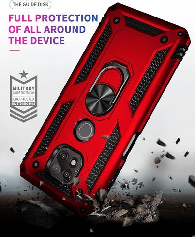 لحافظة Moto G Power 2021، مع واقي شاشة، [درجة عسكرية] 16 قدم. غطاء حماية تم اختباره من السقوط مع مسند مغناطيسي مثبت في السيارة لهاتف موتورولا موتو جي باور 2021، أزرق in Kuwait
