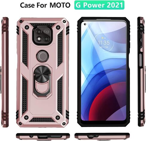 لحافظة Moto G Power 2021، مع واقي شاشة، [درجة عسكرية] 16 قدم. غطاء حماية تم اختباره من السقوط مع مسند مغناطيسي مثبت في السيارة لهاتف موتورولا موتو جي باور 2021، أزرق in Kuwait