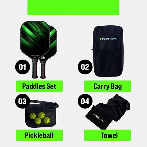 Pickleball Paddles Set of 2 - USAPA Approved Pickle Ball Rackets 2 Pack, Fiber Face & Advanced Polymer Core, with Carry Bag & 4 Balls - Ultimate Performance for All Players in Saudi Arabia