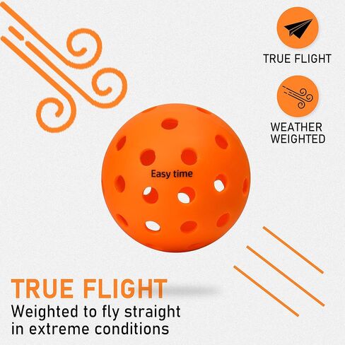 EasyTime Pickleball Ball Set, 40 Holes Pickleball Balls for Outdoor Sport, 26 Holes for Indoor, Highly Durable and Consistent Bounce, USAPA Standard for Pickleball Sport, 4/6/12 Pack to Choose in Saudi Arabia