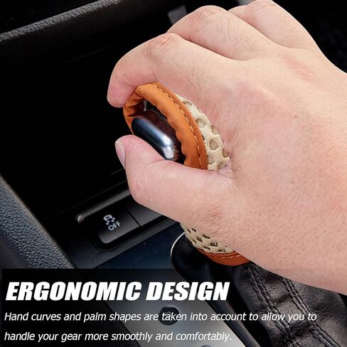 Mandark Car Gear Shift Knob Cover, Vehicle Manual Automatic Shifting Gear Stick Protector, Mini Anti-Slip Automotive Shifter Lever Cover Decor Accessories, Universal for SUV, Truck, RV（Beige） in Saudi Arabia