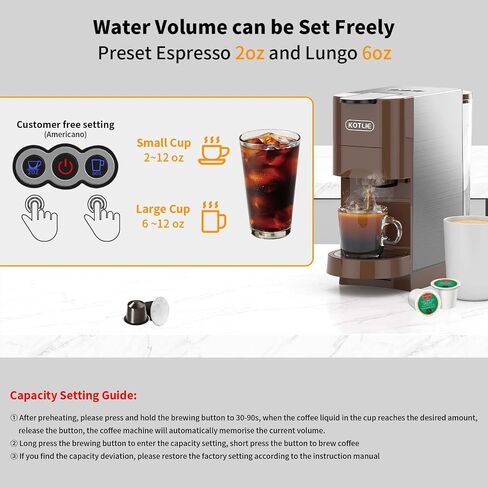 KOTLIE Multifunctional 4in1 Espresso Machine, 19Bar Pressure Single Serve Coffee Maker for Nespresso Original Capsule/Kcup Capsule/L’OR Capsule/illy 44mm ESE coffee bag/Ground Coffee in Saudi Arabia