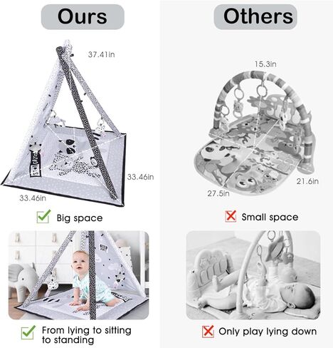 سجادة لعب الأطفال في صالة الألعاب الرياضية، سجادات أنشطة التطوير على أساس المرحلة، باللونين الأسود والأبيض لحديثي الولادة، تحفيز بصري لتعلم صالة الألعاب الرياضية للأطفال مع 4 ألعاب in Kuwait