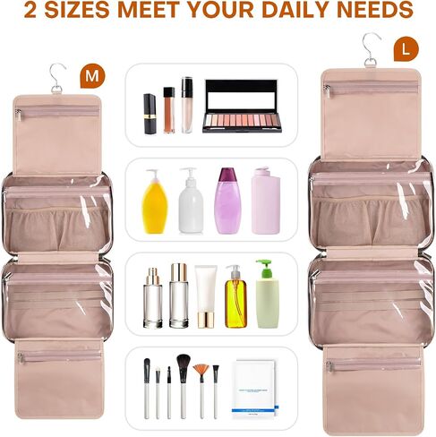 Women's Travel Toiletry Bag - Hanging Makeup Organizer for Accessories, Shampoo, Full-size Containers, Toiletries - Medium Pink in Saudi Arabia