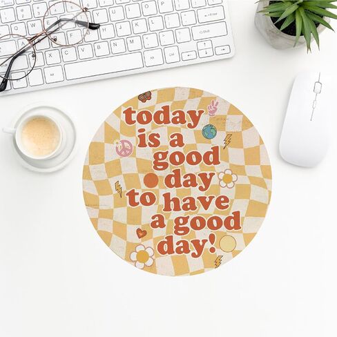 QUICQOD Retro 70s Groovy Hippie Good Vibes Daisy Flower Distorted Checkered Mouse Pad 8.7 x 8.7 Inches,Non-Slip Rubber Base Mousepads for Home Office Dorm Desk Decor,Gifts for Teen Girls in Saudi Arabia