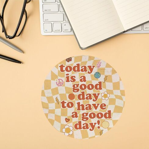 QUICQOD Retro 70s Groovy Hippie Good Vibes Daisy Flower Distorted Checkered Mouse Pad 8.7 x 8.7 Inches,Non-Slip Rubber Base Mousepads for Home Office Dorm Desk Decor,Gifts for Teen Girls in Saudi Arabia