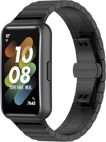 Metal Watch Band Compatible with Amzhero Runfit D26 /FITVII Slim Fitness Tracker 1.47 inch Bands 16mm Watch Strap Solid Stainless Steel Link Wristband in Saudi Arabia