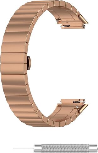 Metal Watch Band Compatible with Amzhero Runfit D26 /FITVII Slim Fitness Tracker 1.47 inch Bands 16mm Watch Strap Solid Stainless Steel Link Wristband in Saudi Arabia