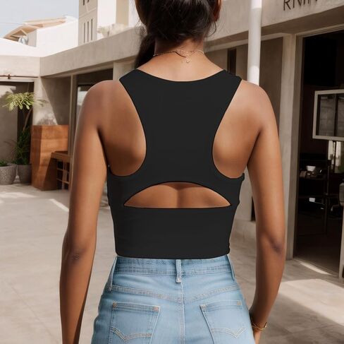 Nimsruc Sexy Tank Top for Women Deep V Neck Racerback Sleeveless Slim Fitted Summer Crop Tops for Women Trendy in Saudi Arabia