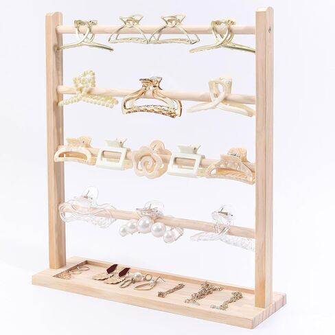 منظم مشبك مخالب، منظم مشبك شعر خشبي للنساء والفتيات، منظم مشبك شعر على الطاولة (أبيض) in Kuwait