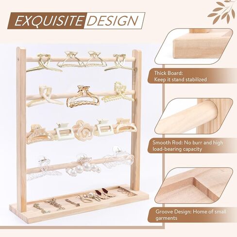 منظم مشبك مخالب، منظم مشبك شعر خشبي للنساء والفتيات، منظم مشبك شعر على الطاولة (أبيض) in Kuwait