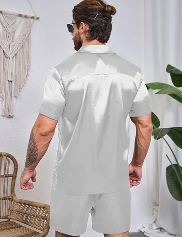 Mens Mesh Sequins See Through 70s Disco Shiny Metallic Shirts Sets 2 Piece Outfits Party Costume in Saudi Arabia