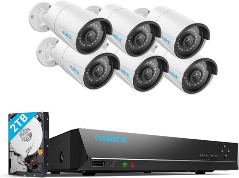 نظام كاميرا أمان منزلي REOLINK 8CH 5MP، 6 قطع كاميرات PoE IP سلكية 5MP خارجية مع اكتشاف مركبة الشخص، 8MP 8CH NVR مع محرك أقراص ثابتة 2 تيرابايت للتسجيل 24-7، RLK8-410B6-5MP (متجدد) in Saudi Arabia