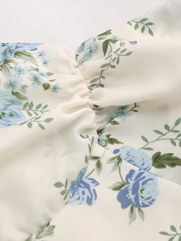 CIDER Santorini Beach Vacation V-Neck Bowknot Floral Ruffle Hem Midi Dress in Saudi Arabia