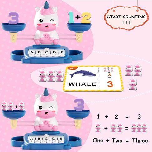 ألعاب توازن الرياضيات يونيكورن - ألعاب مونتيسوري للأطفال بعمر 3 سنوات فما فوق، ألعاب تعليمية وتعليمية للفتيات - عيد الميلاد، هدايا عيد الميلاد in Kuwait