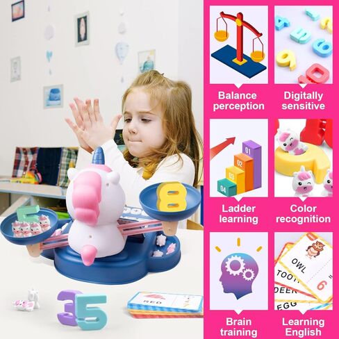 ألعاب توازن الرياضيات يونيكورن - ألعاب مونتيسوري للأطفال بعمر 3 سنوات فما فوق، ألعاب تعليمية وتعليمية للفتيات - عيد الميلاد، هدايا عيد الميلاد in Kuwait