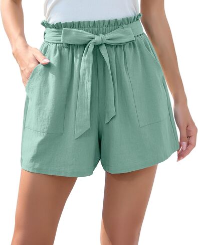 HIYIYEZI Women Casual Shorts Bowknot Tie Waist Summer Shorts with Pockets in Saudi Arabia