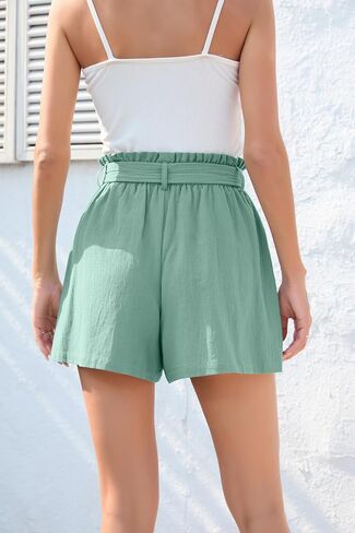 HIYIYEZI Women Casual Shorts Bowknot Tie Waist Summer Shorts with Pockets in Saudi Arabia