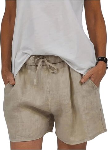 Women's Drawstring Waist Wide Leg Shorts Lounge Casual Loose Fit Shorts with Slant Pocket in Saudi Arabia