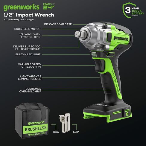 Greenworks 24V Brushless 310 in./lbs Drill / Driver + 2650 in./lbs Impact Driver Combo Kit, (2) USB (Power Bank) Batteries and Dual Port Charger Included LED Light, 2pcs Driving Bits with Tool Bag in Saudi Arabia