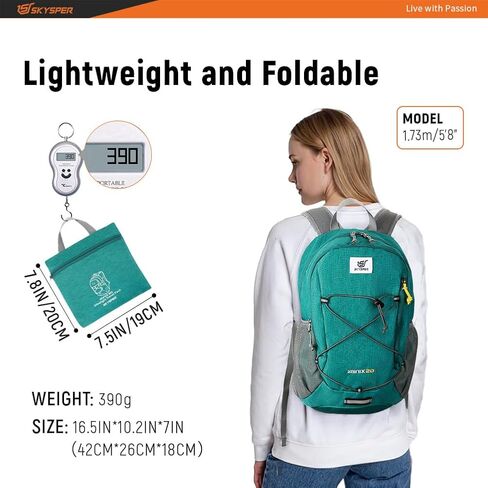 SKYSPER Foldable Small Backpack – 20L Lightweight Hiking Daypack with Chest Belt Packable Travel Rucksack for Women Men in Kuwait