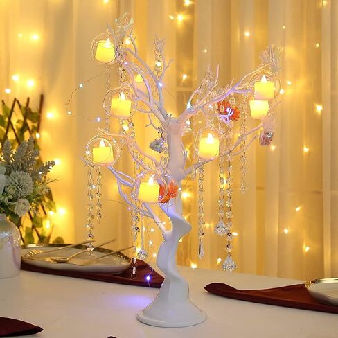 12 Pcs 3.15"/ 8cm Hanging Candle Holder Glass Globes for Candles, Air Plant Holders Terrarium Hanging Tea Lights Candle Holder Home Wedding Party Tree Decoration in Saudi Arabia