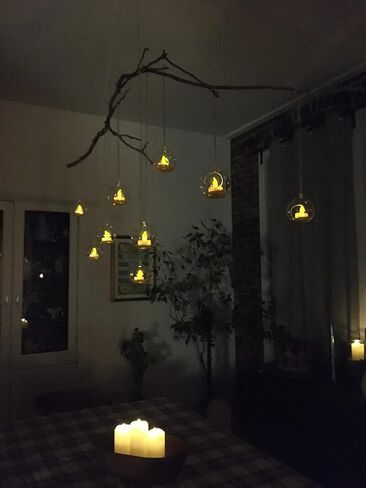 12 Pcs 3.15"/ 8cm Hanging Candle Holder Glass Globes for Candles, Air Plant Holders Terrarium Hanging Tea Lights Candle Holder Home Wedding Party Tree Decoration in Saudi Arabia