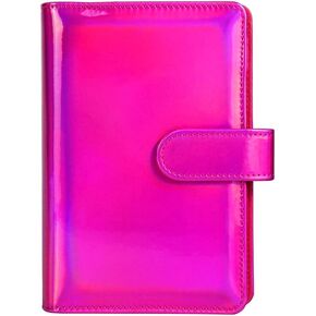 A5 Binder Cover Glitter Blue PU Leather Binder Cover Refillable 6-Ring Planner Budget Binders Loose-Leaf Notebook Binder Covers with Magnetic Buckle Closure