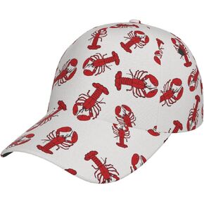 Red Lobsters Crawfish Hat for Men Women, Adjustable Baseball Cap Unique Design Flag Trucker Hat
