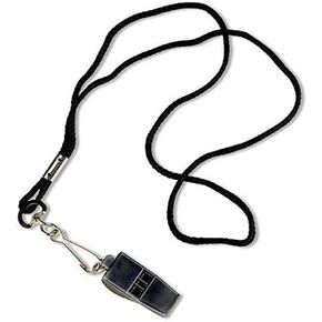 Tandem Sport Pea-Less Whistle and Lanyard - Loud & Clear Black Sport Whistle - Referee & Coaching Whistle