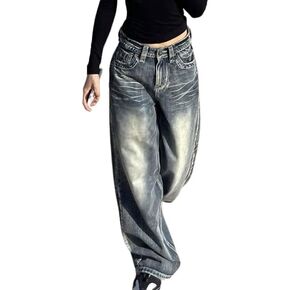 Y2k Grunge Pants Straight Leg Jeans Baggy Jeans Wide Leg Jeans Low Waisted Jeans Streetwear
