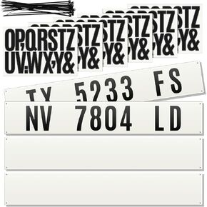4 Pcs Registration Plate with 18 Sheets Boat Registration Numbers and Letters Decal Stickers White Plastic Number Plate for Inflatable Boat Dinghy Tender