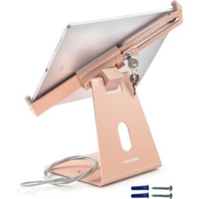Volcora Anti-Theft Tablet Stand iPad Security Holder with Lock Pink 9-13 Inch Kiosk Stand Mount, Swivel, Adjustable for All iPad, Tablets, POS Register, Retail Business, Checkout, Cashier