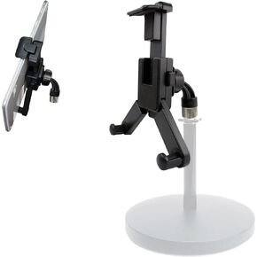 ChargerCity 360° Swivel Tablet Smartphone Mount Holder w/5/8 Tripod Mic Microphone Stand Adapter for iPad Air Pro Mini iPhone Galaxy S7 S24 Ultra Slate