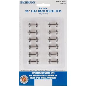 Bachmann Trains 36" FLAT BACK WHEEL SETS (12 per card) - HO Scale