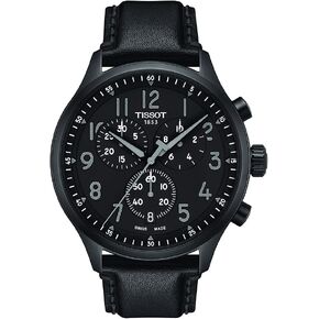 Tissot Mens Chrono XL Vintage 316L Stainless Steel case with Black PVD Coating Swiss Quartz Watch, Black, Leather, 22 (T1166173605200)