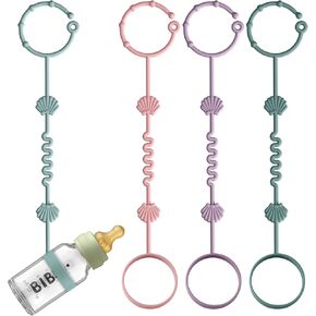 Toy Safety Straps for Baby, Pack of 4 Adjustable Stretchable Sippy Cup Straps, Sippy Bottles or Pacifier to Stroller, Highchair, Car Seat, Hanging Basket (Color 3)