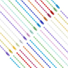 100 Pcs Ball Chain Key Chain Rings Metal Beaded Keychain with Connector Dog Tag Chain Keychain Chains for Jewelry Making Hanging Christmas Decoration (Mixed Color)