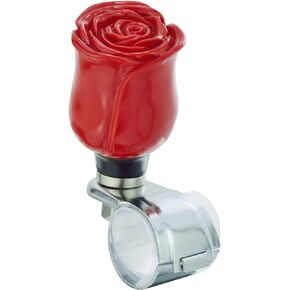 Steering Wheel Knob Suicide Spinner, Rose Shape Car Power Handle Grip Knobs Turning Aid Fit Most Manual Automatic Vehicles, Red