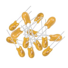 uxcell 10uF Tantalum Capacitor, 35V 2 Pin Yellow Radial Electrolytic Capacitor Dipped Tantalum Bead Capacitors 15pcs